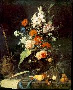 Flower Still-life with Crucifix and Skull af